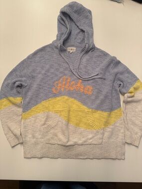 Lou & Grey Soft Pale Blue Hooded Knit Pullover